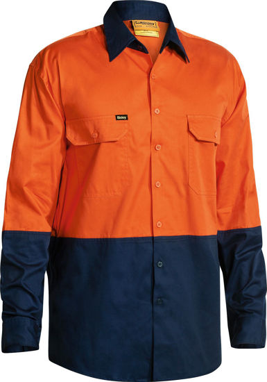 Picture of Bisley Two Tone Hi Vis Cool Lightweight Drill Shirt - Long Sleeve BS6895