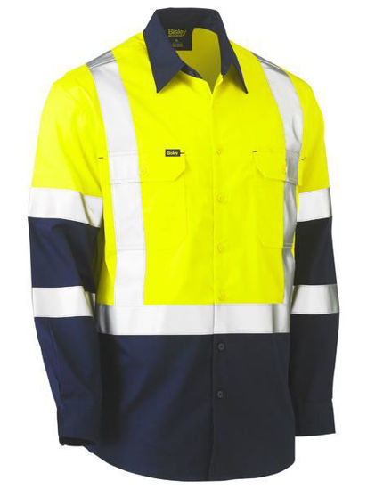 Picture of Bisley X Taped Biomotion Two Tone Hi Vis Lightweight Drill Shirt BS6696XT